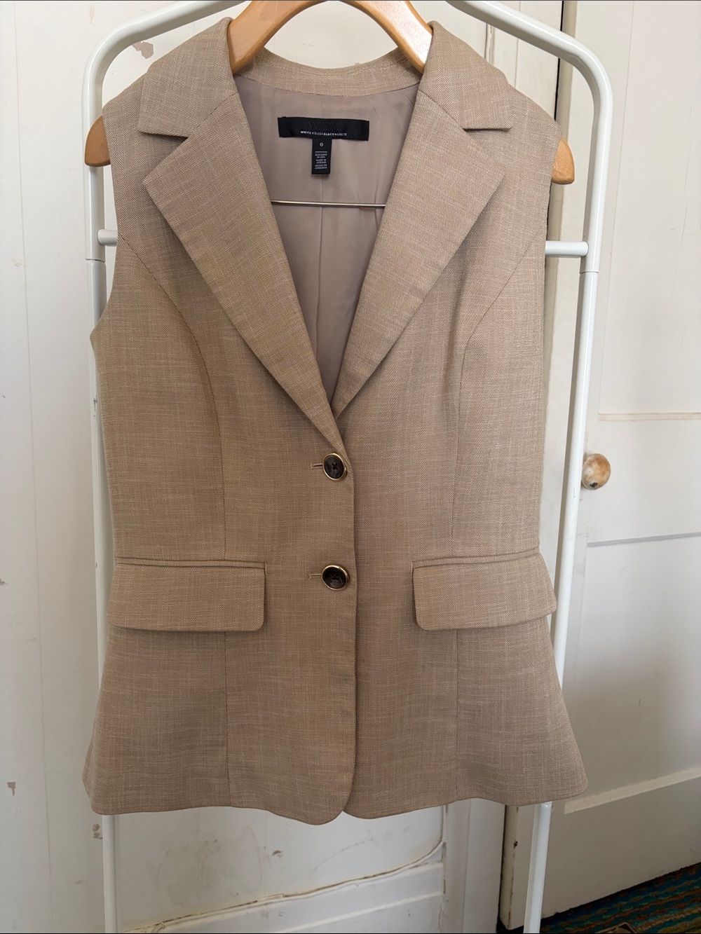 White House Black Market Tailored Sleeveless Blazer Vest - Taupe
